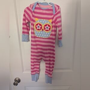 $ Piccalilly Striped Pink Jumpsuit‎ with Owl Design